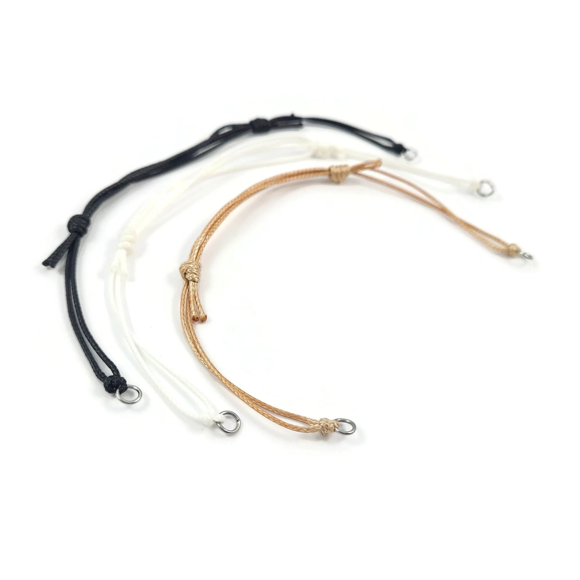 1 Adjustable waxed cord connector for bracelet making