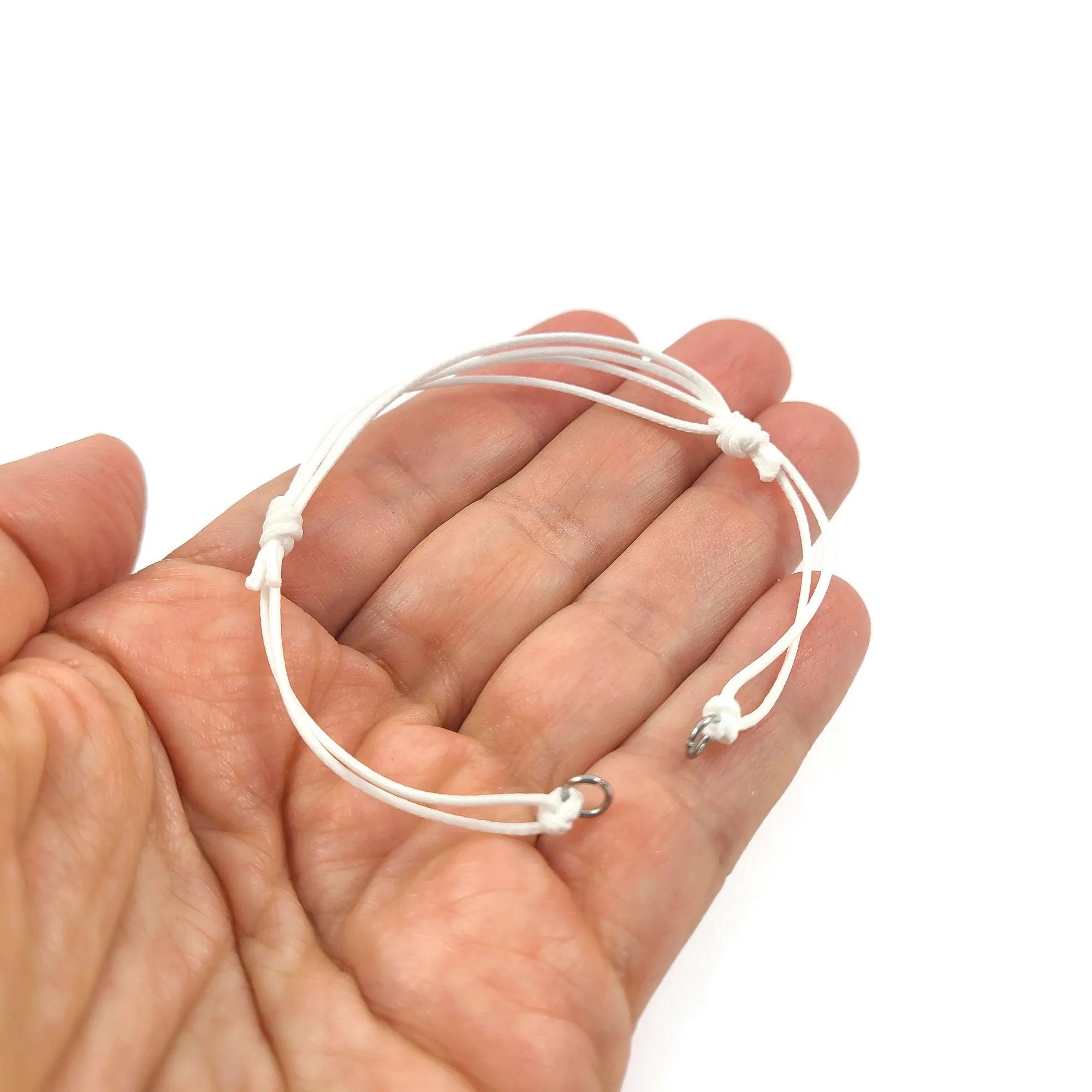 1 Adjustable waxed cord connector for bracelet making