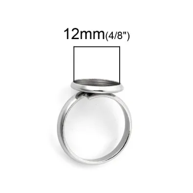1 Stainless steel adjustable ring cabochon setting (fits 10mm 12mm dia.)