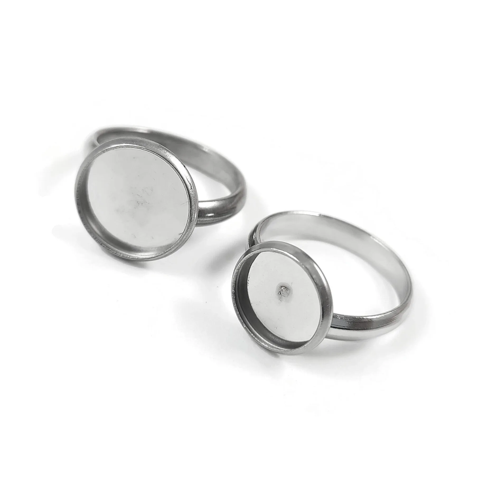 1 Stainless steel adjustable ring cabochon setting (fits 10mm 12mm dia.)