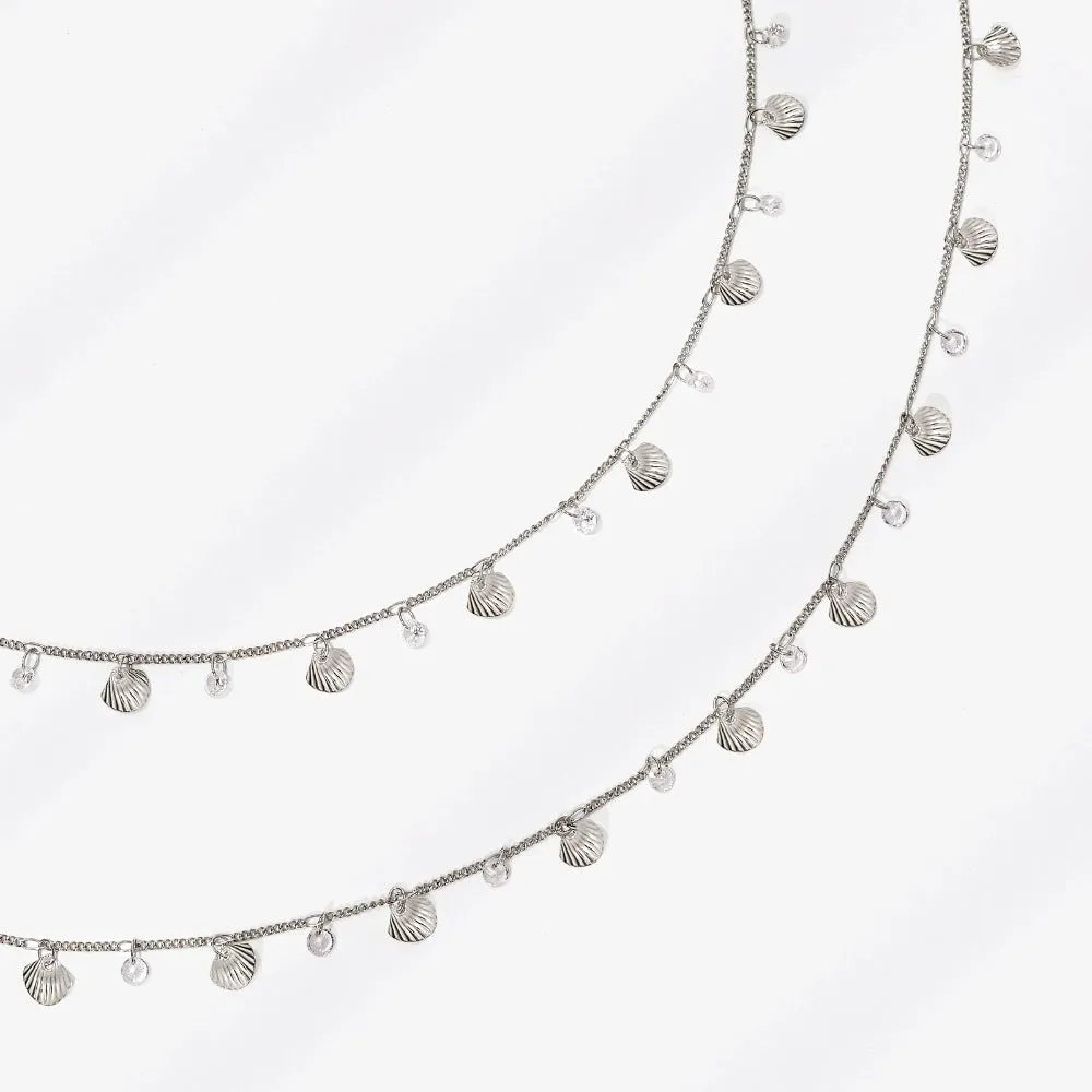 14K Gold Adjustable Sexy Waist Body Chains- Shells & Diamond
