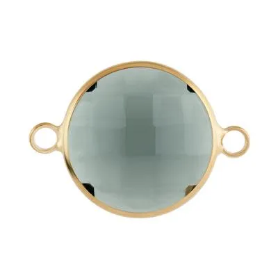 16mm Round Gold Plated Black Faceted Glass Connector