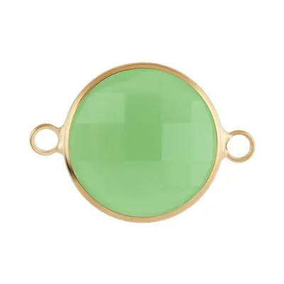 16mm Round Gold Plated Mint Green Faceted Glass Connector