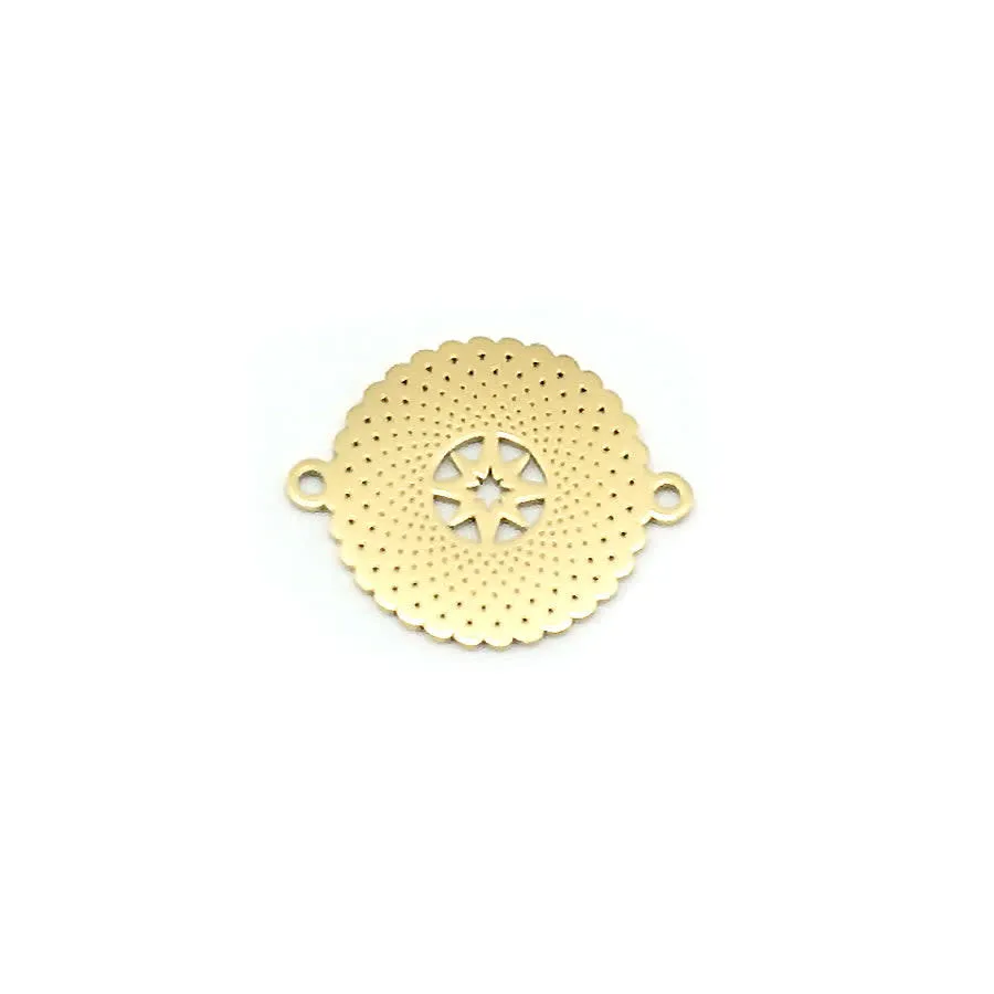 18mm 14K Gold Plated Stainless Steel Solar Burst Connector