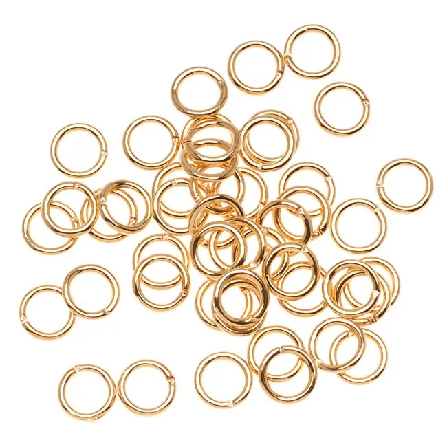22K Gold Plated 6mm 19 Gauge Open Jump Rings (100 pcs)