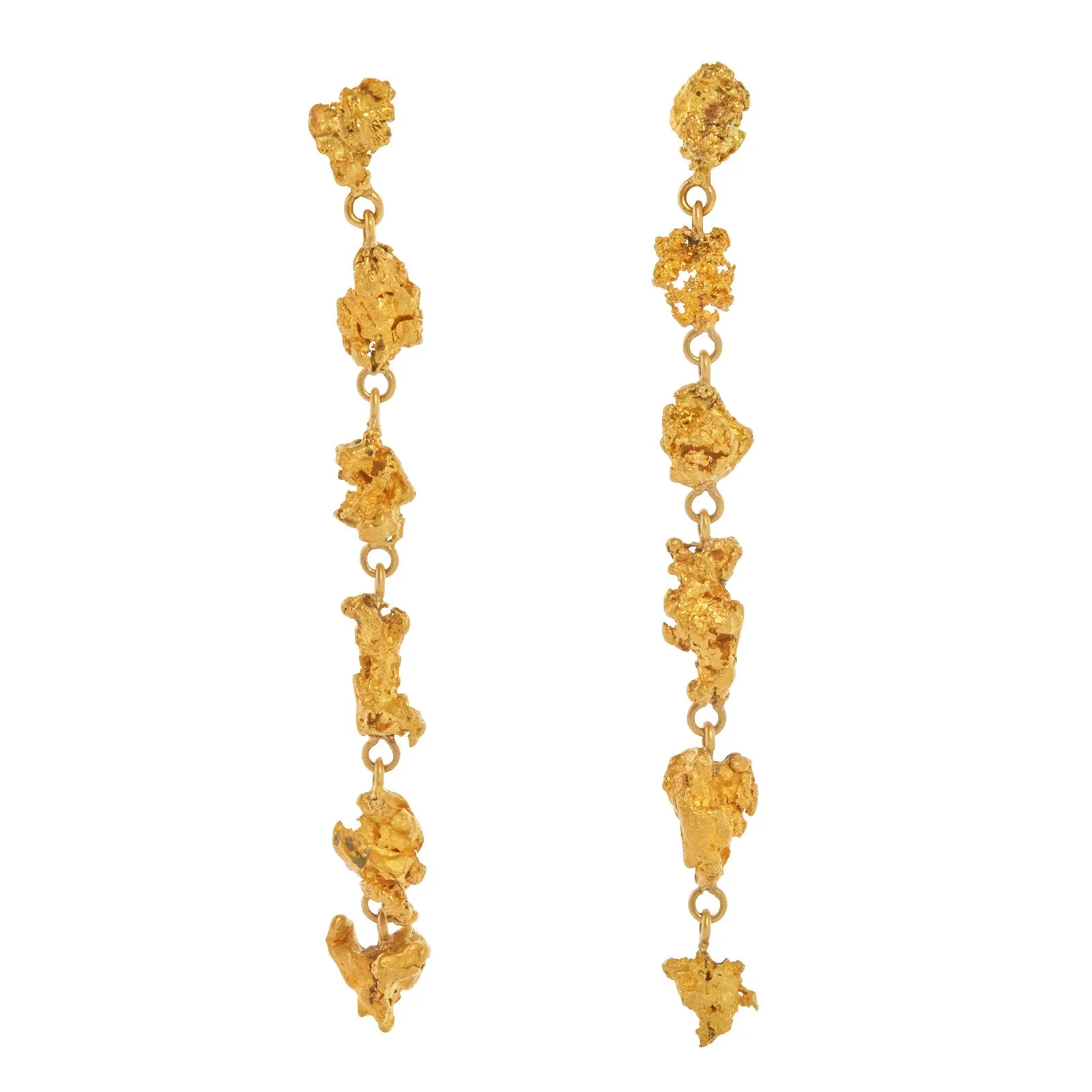 6 Drop Gold Nugget Earrings