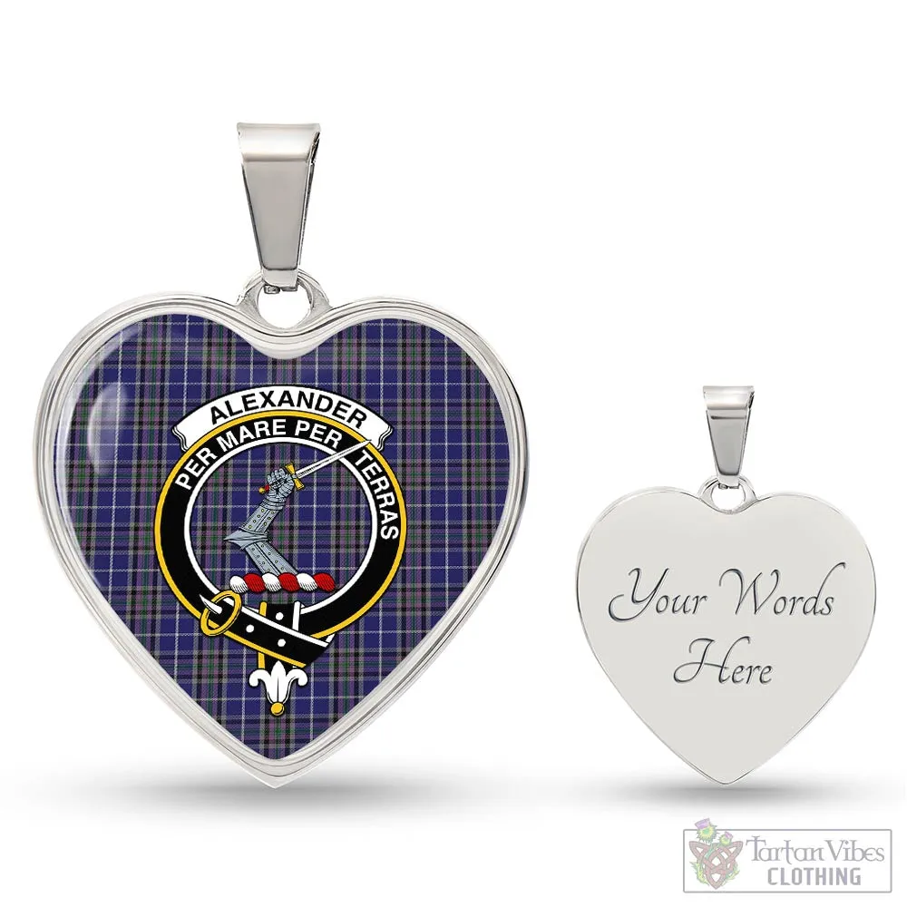 Alexander of Menstry Tartan Heart Necklace with Family Crest