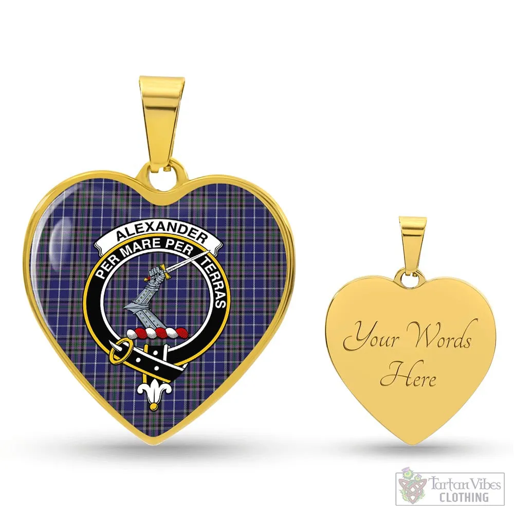 Alexander of Menstry Tartan Heart Necklace with Family Crest