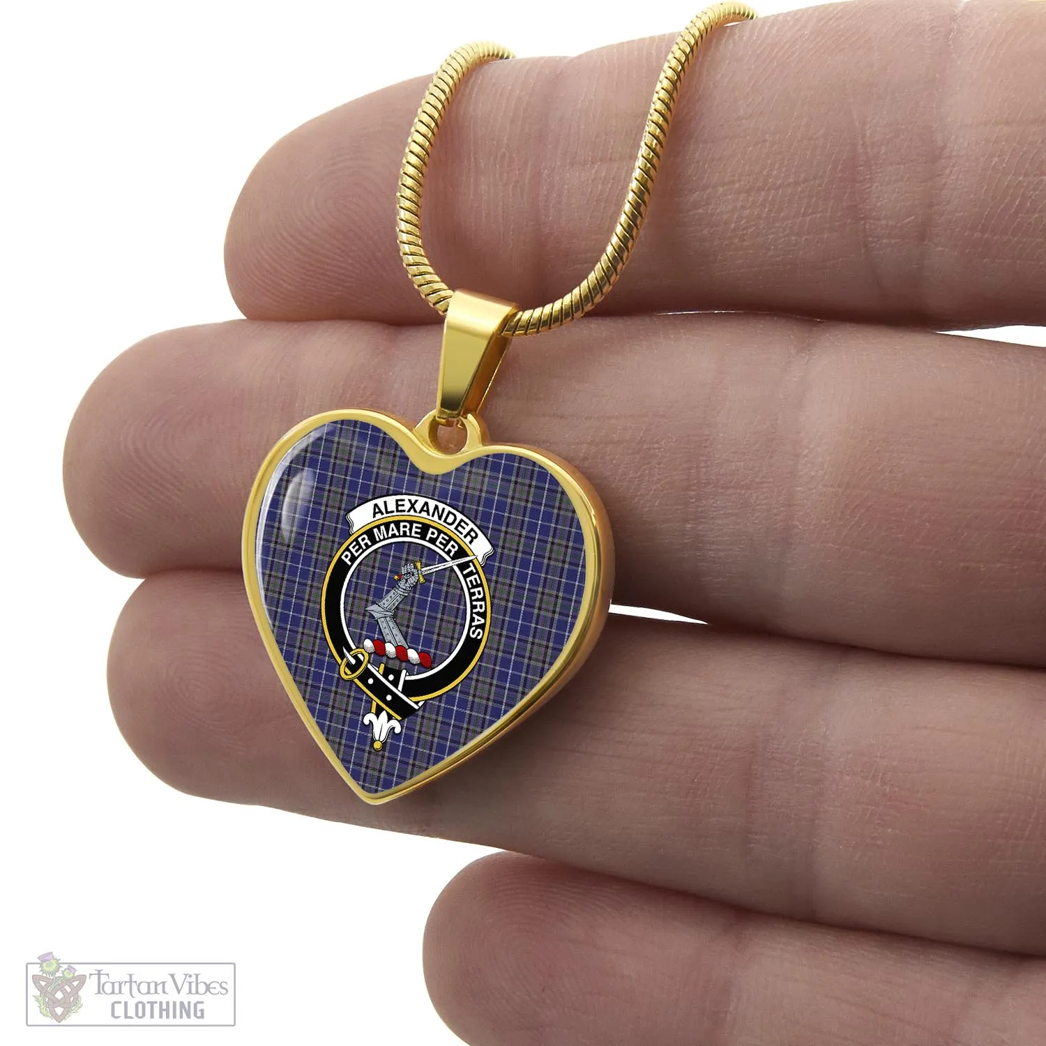 Alexander of Menstry Tartan Heart Necklace with Family Crest