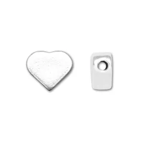 Alphabet Bead, Heart "Blank" 7x6mm, Sterling Silver (1 Piece)