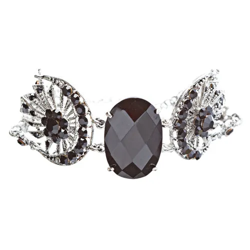 Austrian Crystal Link Bracelet Victorian Black