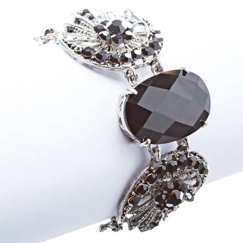 Austrian Crystal Link Bracelet Victorian Black