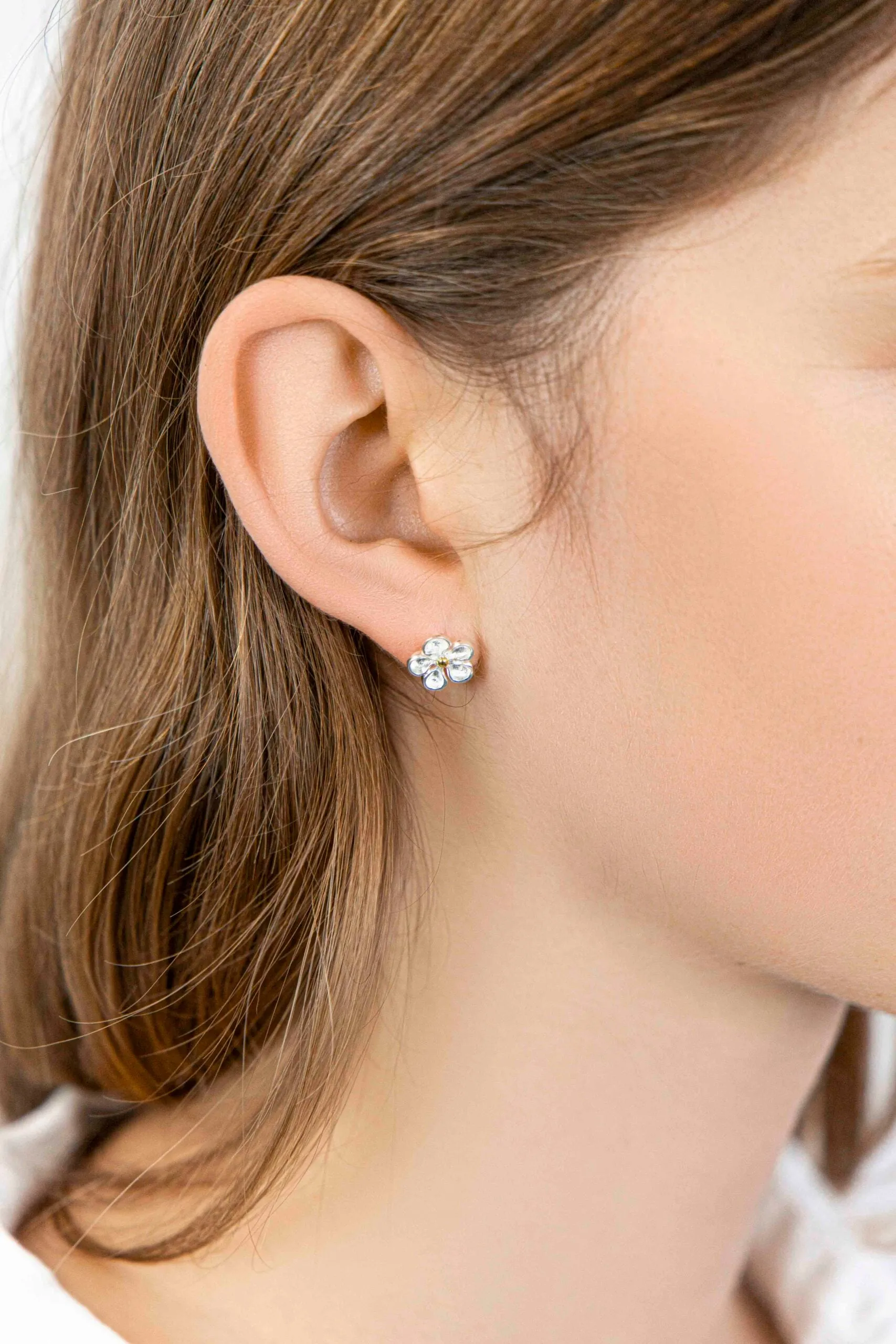 Banyan Flower Stud Earring with Brass and Matt Centre