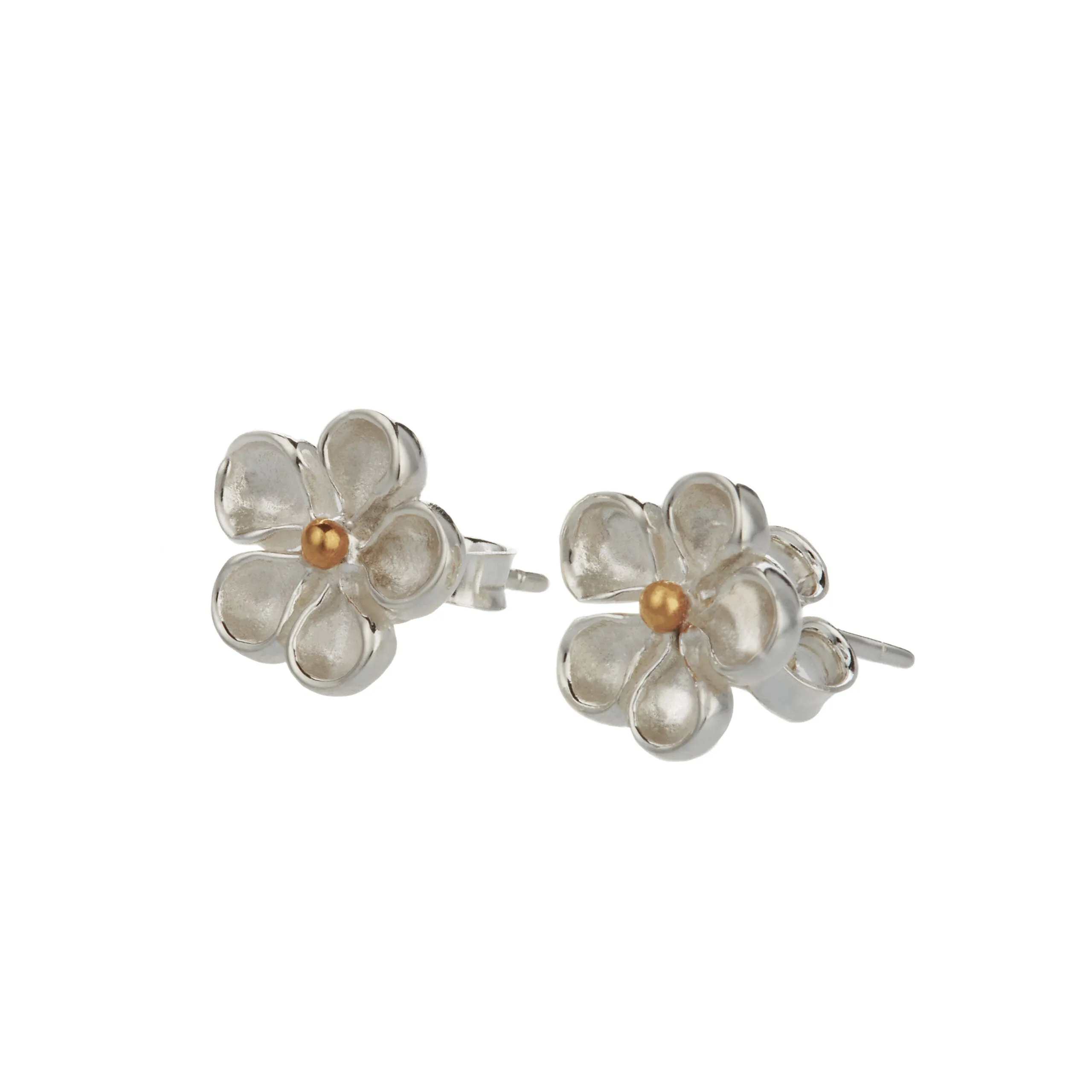 Banyan Flower Stud Earring with Brass and Matt Centre