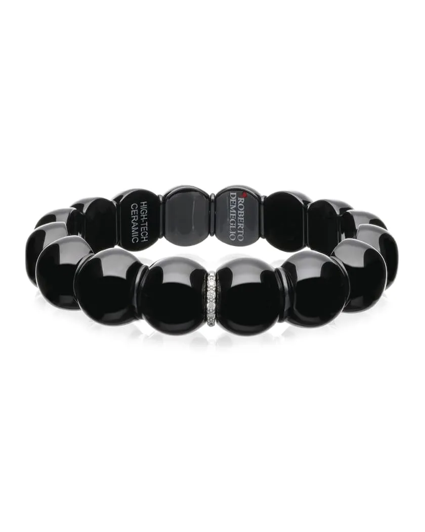 Black Ceramic Dama Bracelet with 1 Diamond Bar