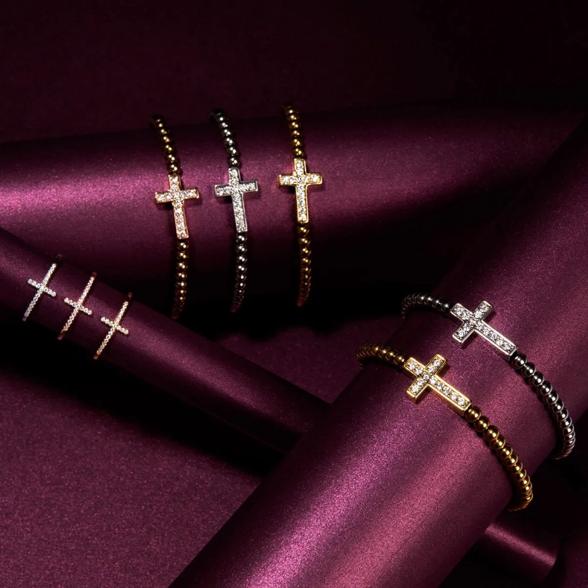 Blessed | Gold Vermeil | CZ Diamond Cross Bracelet