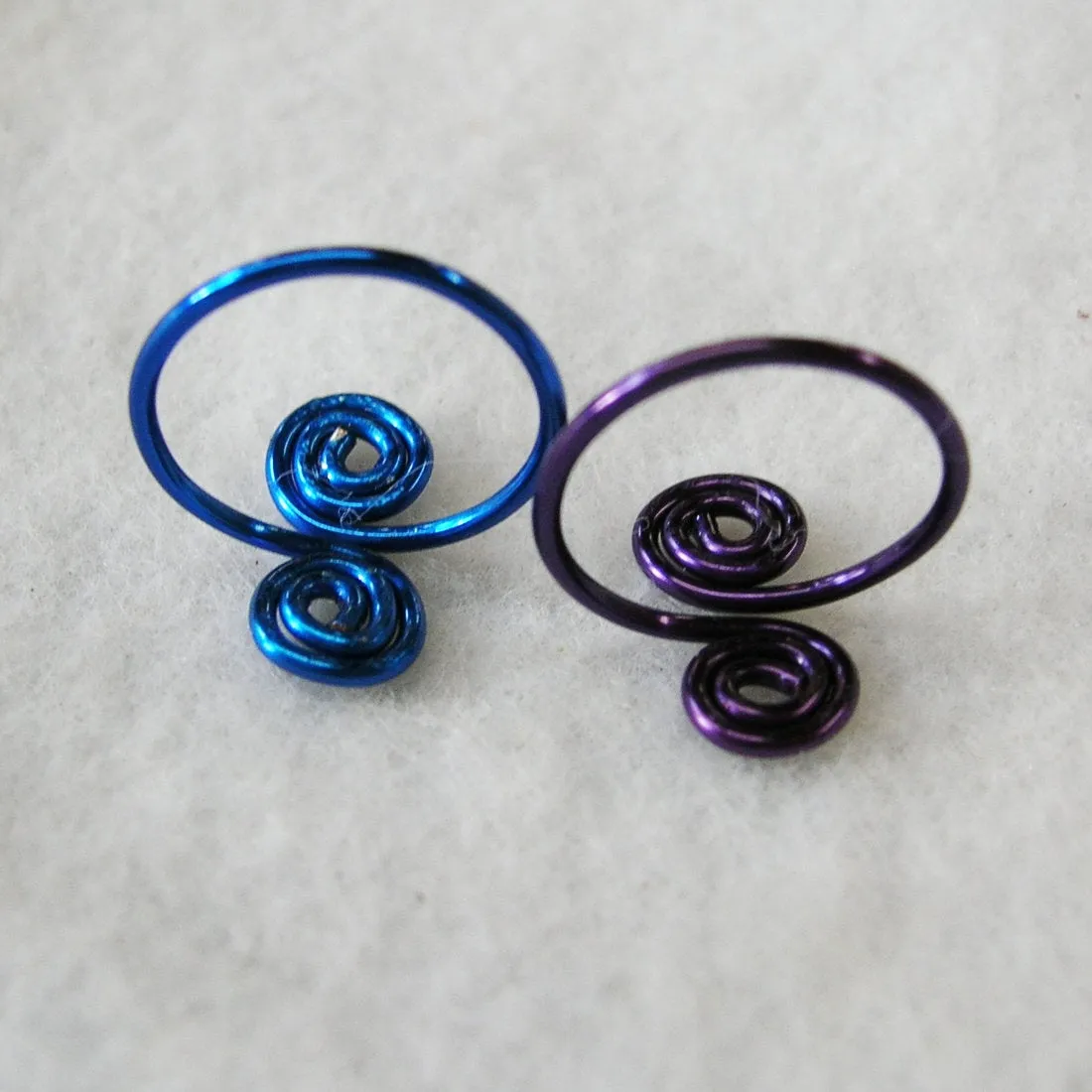 Blue & Purple Copper Adjustable Toe Rings - Set of Two