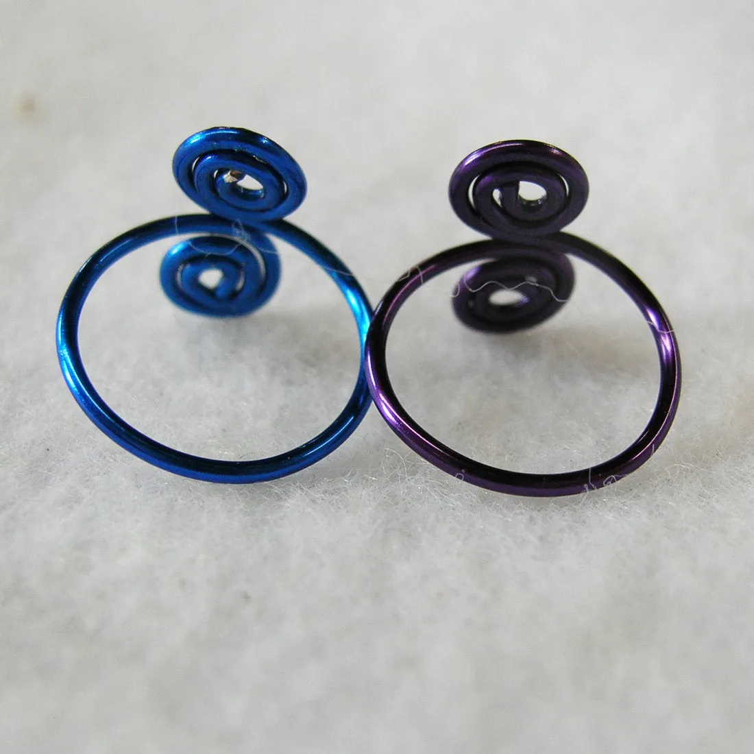 Blue & Purple Copper Adjustable Toe Rings - Set of Two