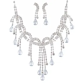 Bridal Jewelry Set Chunky Teardrop Crystal Rhinestone L