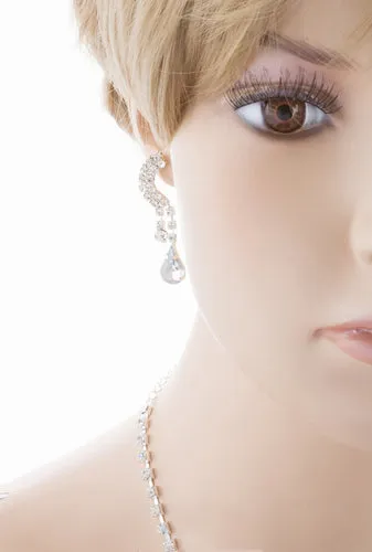Bridal Jewelry Set Chunky Teardrop Crystal Rhinestone L
