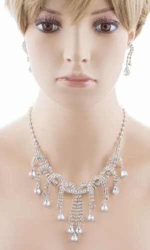 Bridal Jewelry Set Chunky Teardrop Crystal Rhinestone L