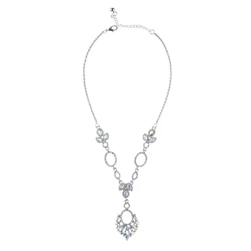 Bridal Wedding Jewelry Crystal Rhinestone Vintage Style Necklace Set J689 Silver