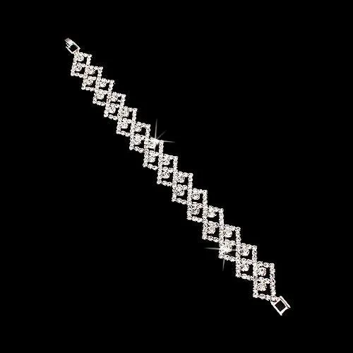 Bridal Wedding Jewelry Crystal Rhinestone Zig Zagged Dazzle Fashion Bracelet