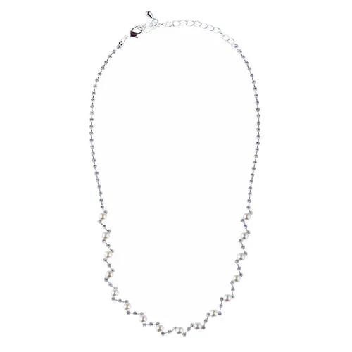 Bridal Wedding Jewelry Set Crystal Rhinestone Pearl Patterned Necklace Earrings