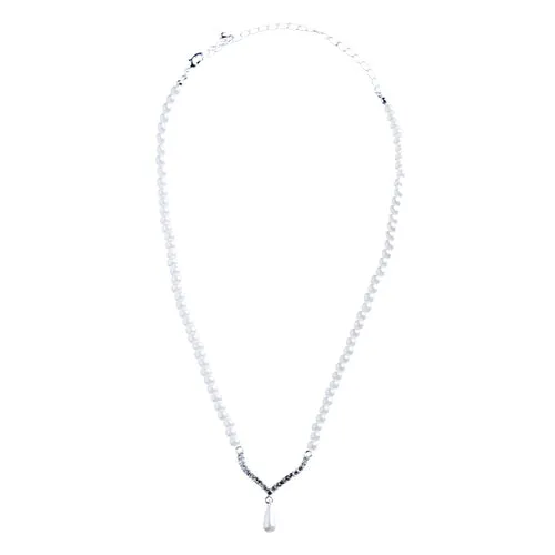 Bridal Wedding Jewelry Set Crystal Rhinestone Teardrop Pearl Soft V Necklace