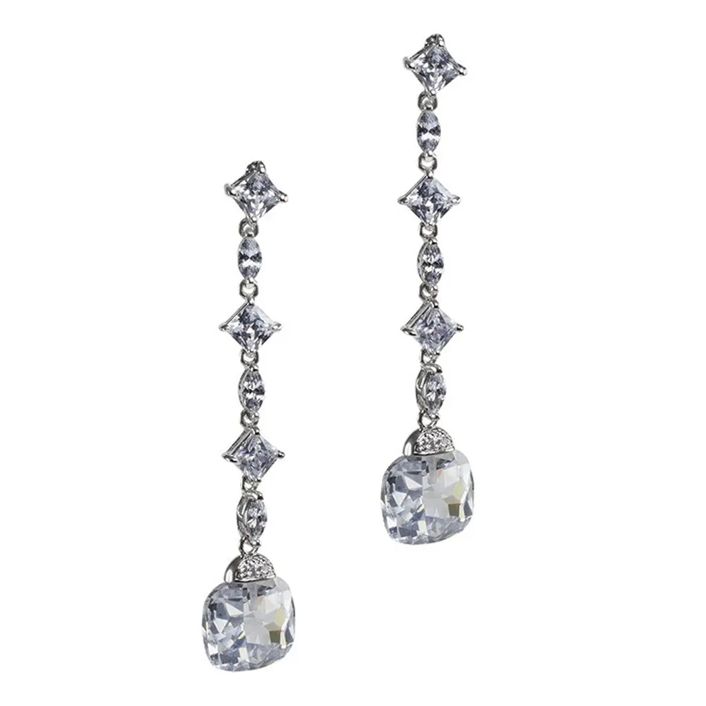 Briolette Cushion Drop Statement Earrings