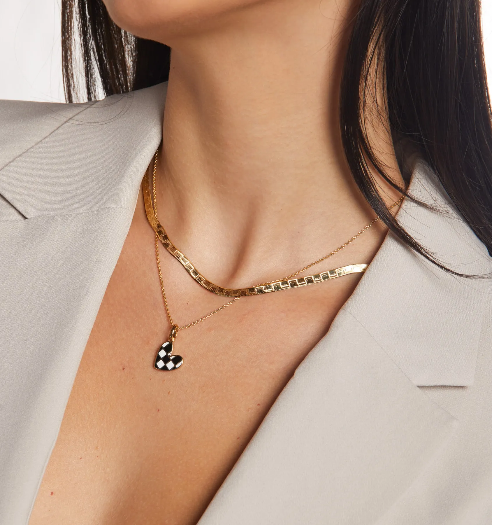 Checker Heart Necklace