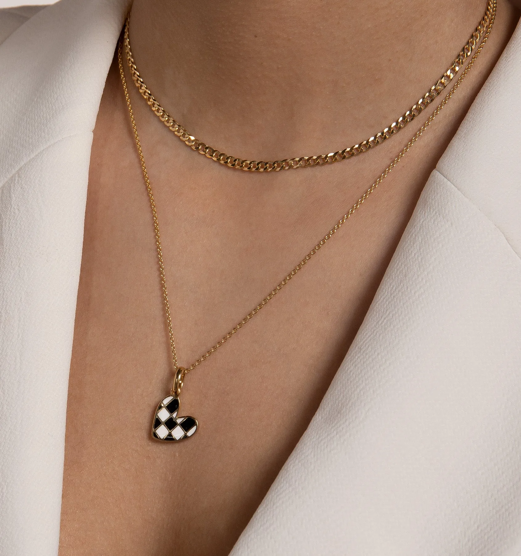 Checker Heart Necklace