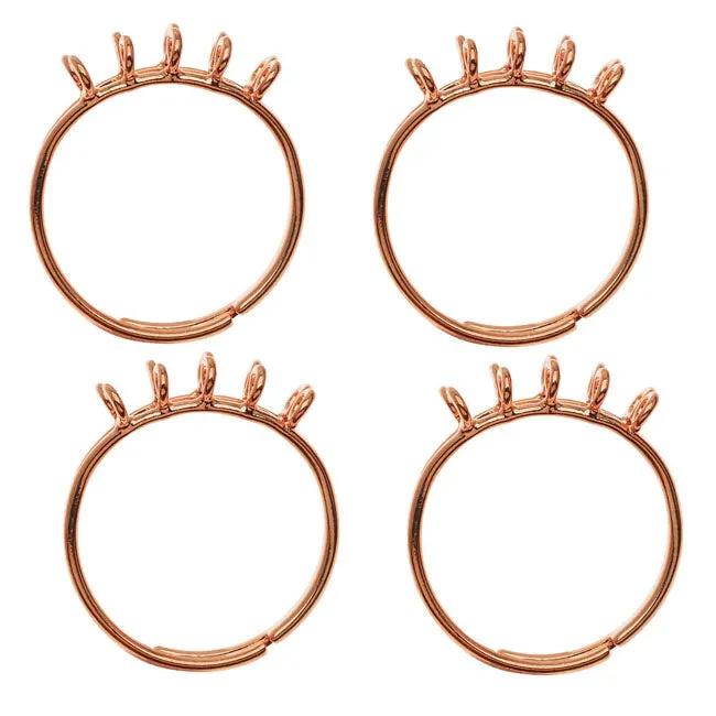 Copper Plated Ten-Loop Beading Rings Adjustable (4 pcs)