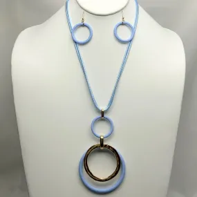 Double Circle Drop Necklace and Earrings Set