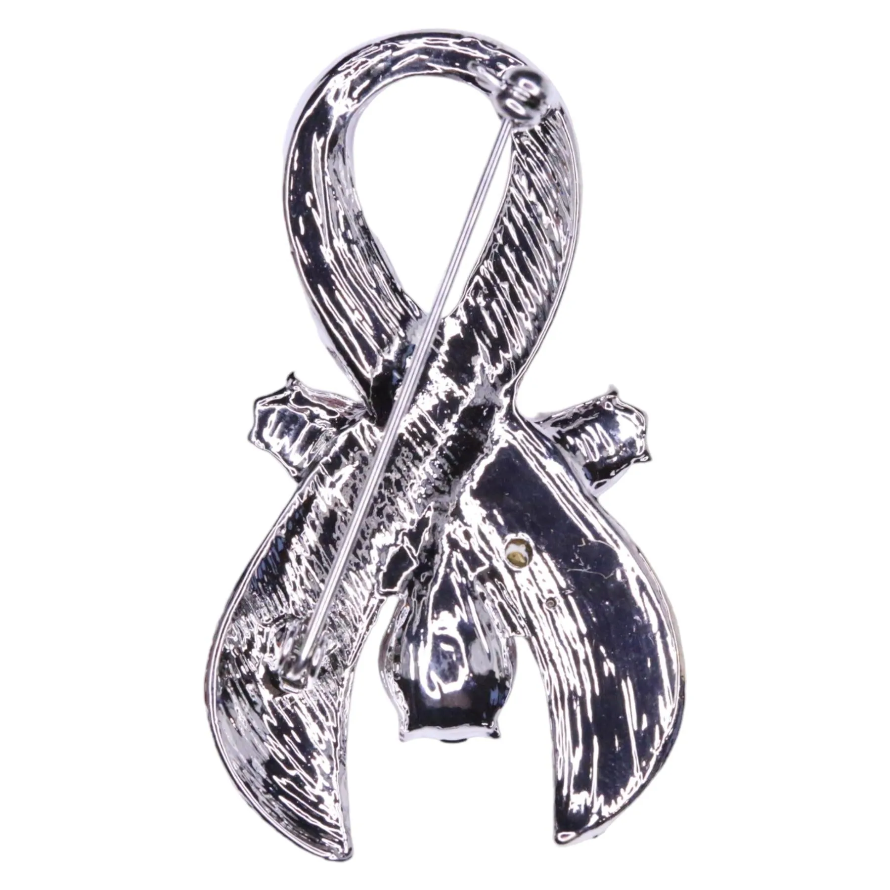 Elegance Silver Tone Breast Cancer Awareness Pink Ribbon Brooch Pin BH213 Pink