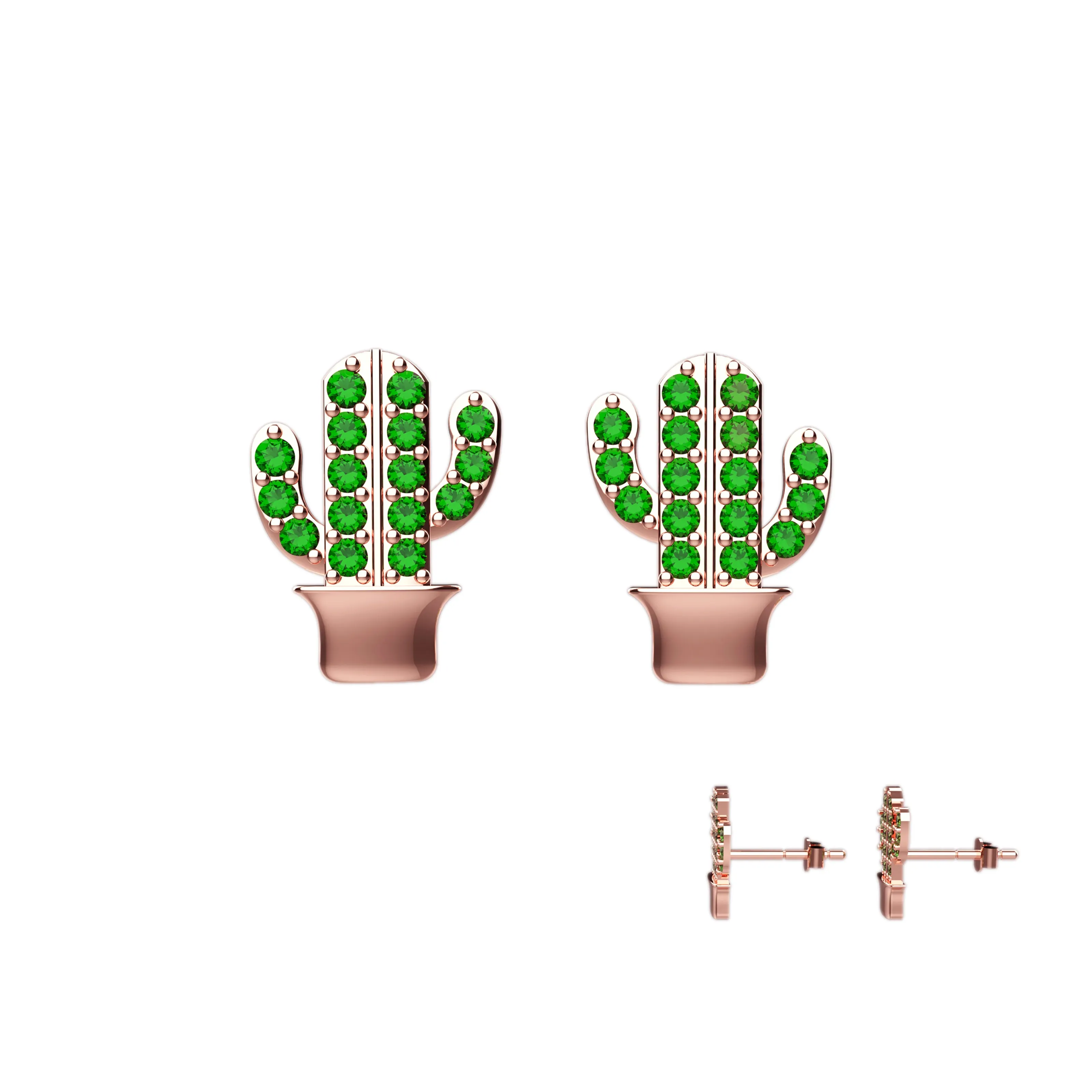 Emerald Cactus Ear Studs Jewelry