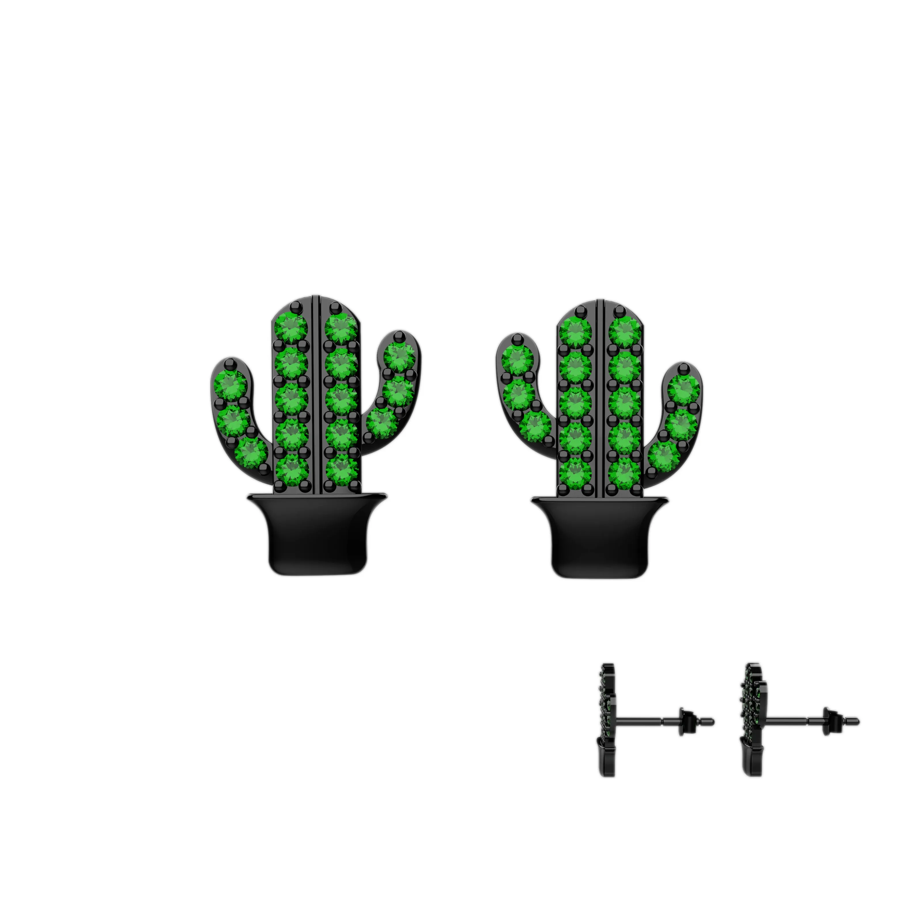Emerald Cactus Ear Studs Jewelry