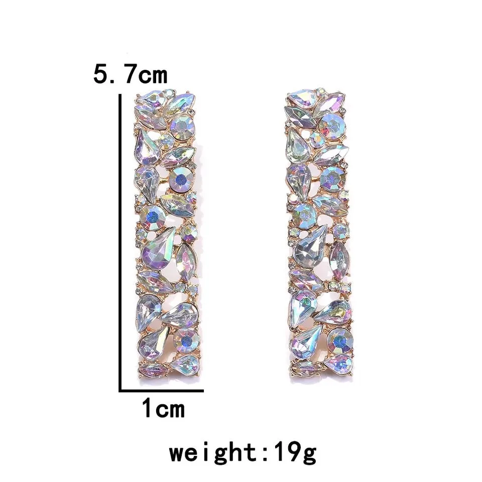 FIJI CRYSTAL LONG DROP RECTANGULAR EARRINGS
