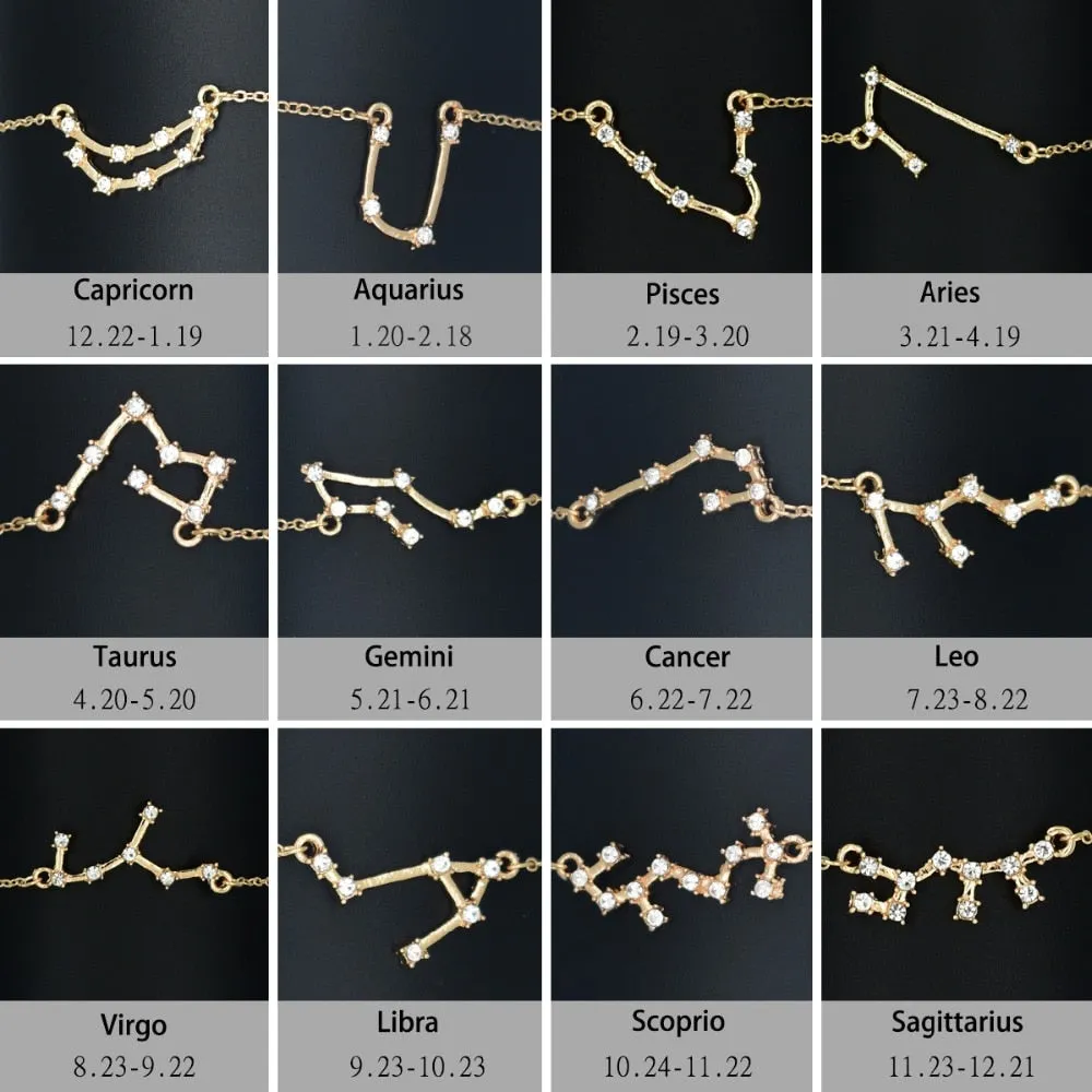 Gold Silver Zodiac Sign Bracelet For Women Constellation Bracelets Custom Jewelry Leo Astrology Taurus Cancer Birthday Gift