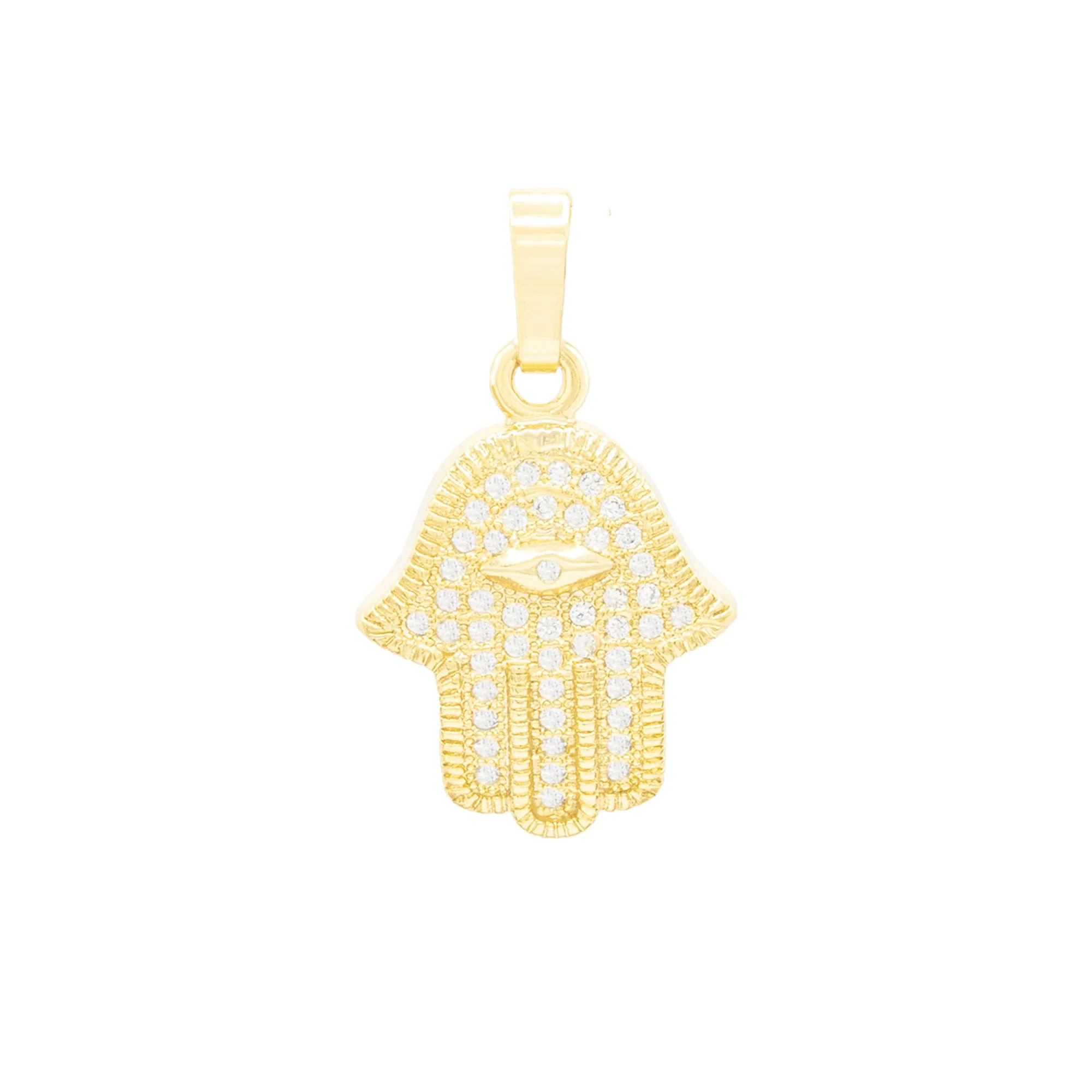 Hamsa Pendant 14K Gold Filled Cubic Zirconia Anklet 10" Set 2.5 mmWomen Jewelry