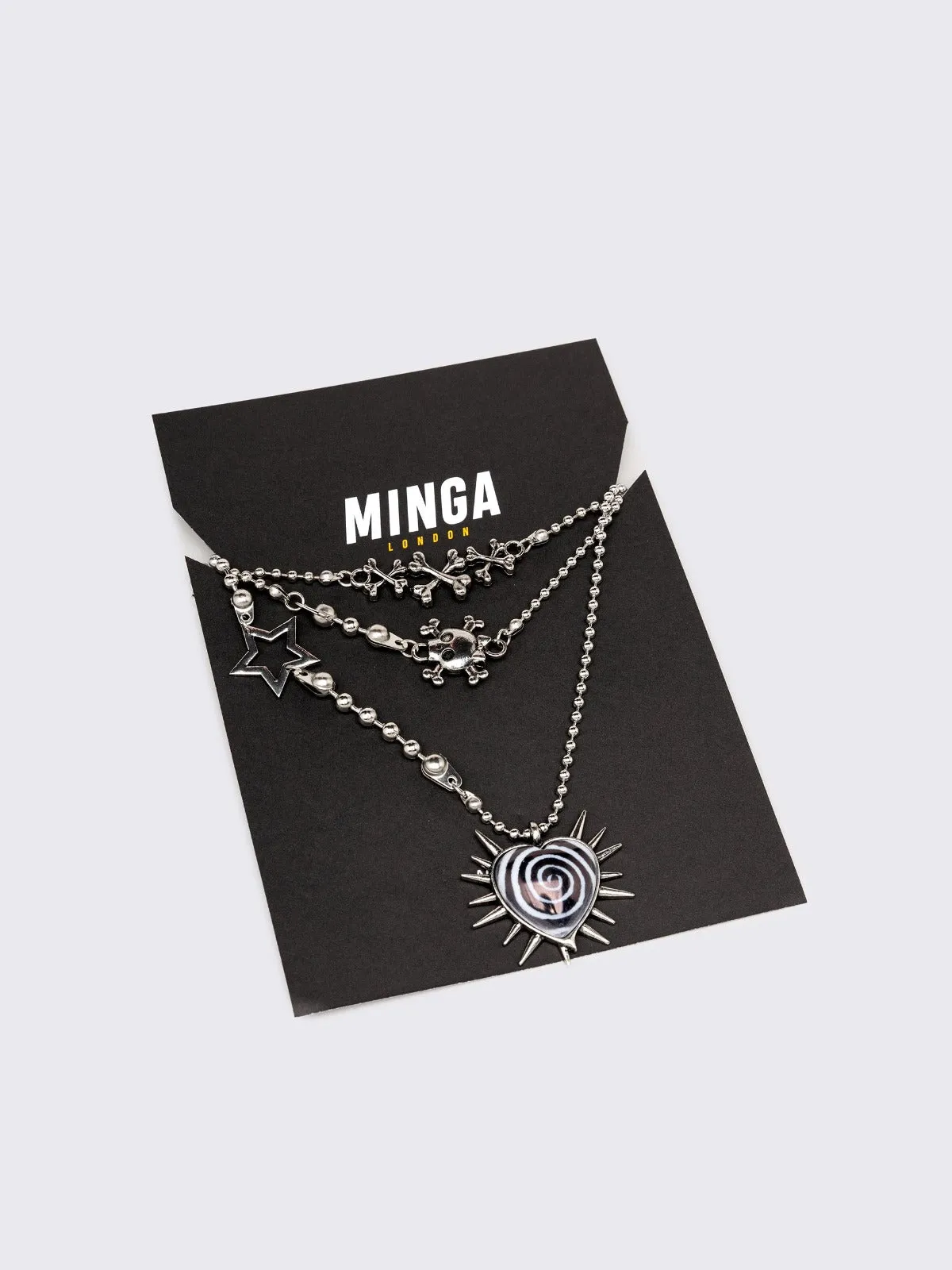 Heart Spikes Silver Necklace