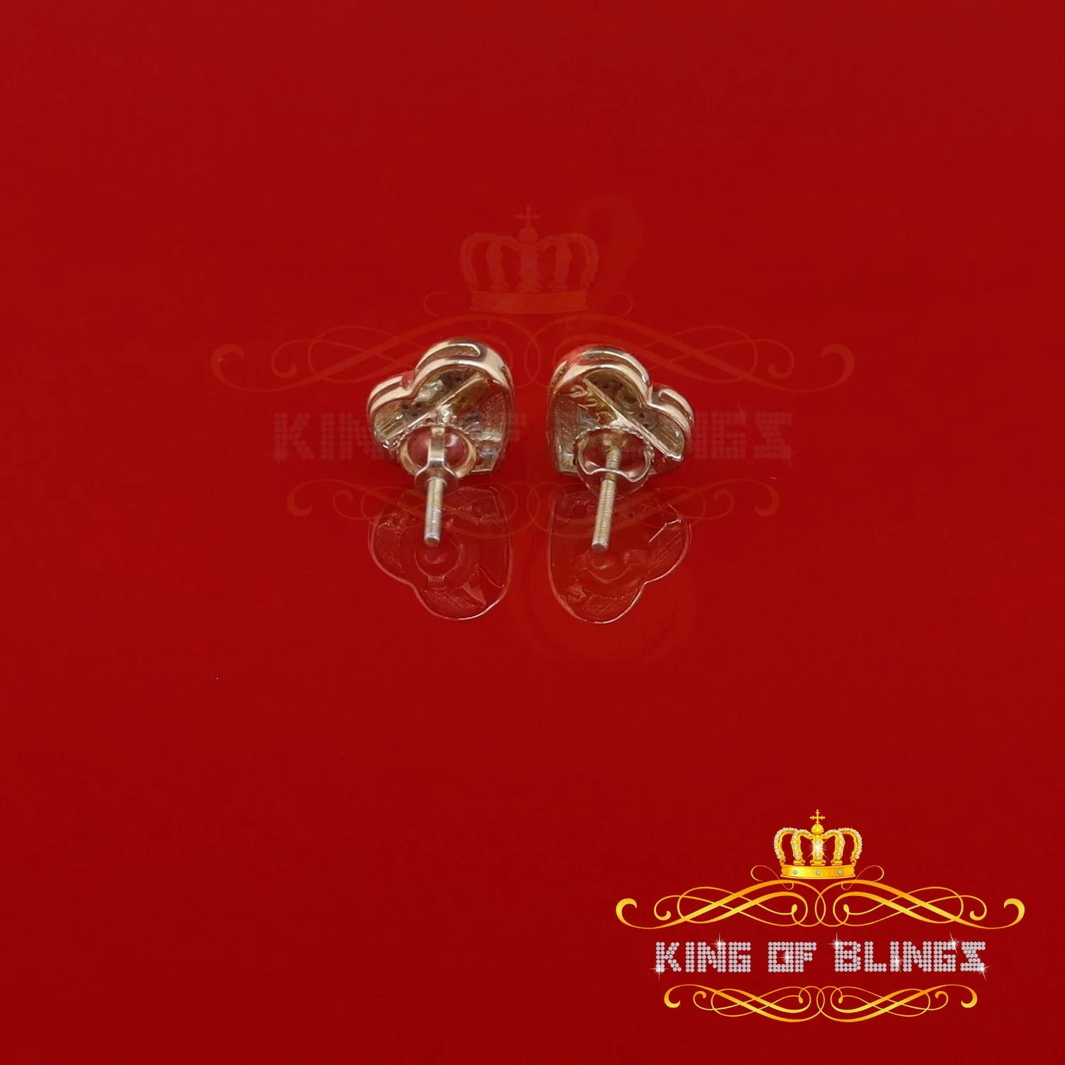 King of Blings-Aretes Para Hombre Heart 925 Yellow Silver 0.15ct Diamond Women's Stud Earring