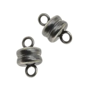 Magnetic Clasps, Round 6x4.5mm, Antiqued Silver Plated (4 Sets)