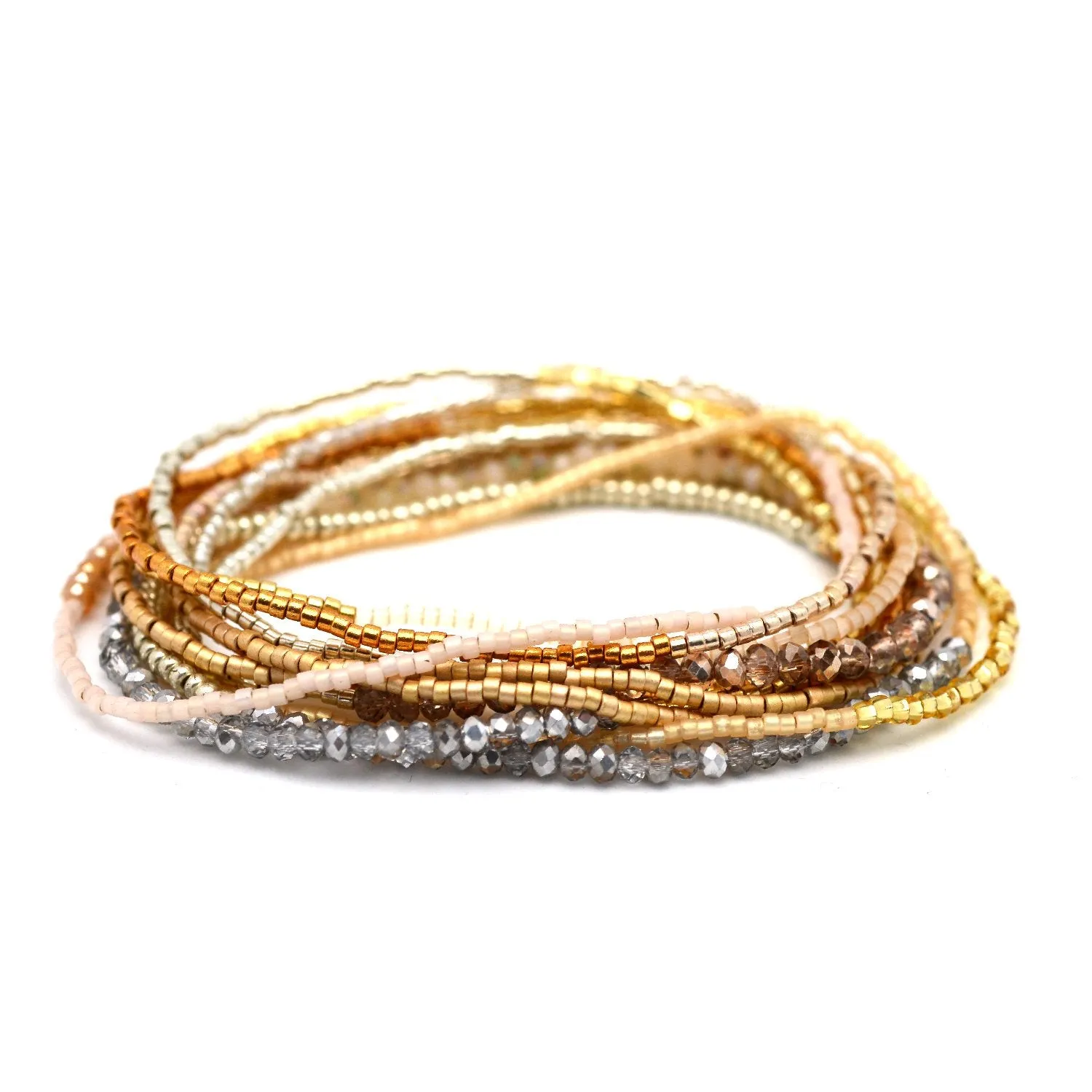 Metallic Glam Stretchy Wrap Bracelet / Necklace