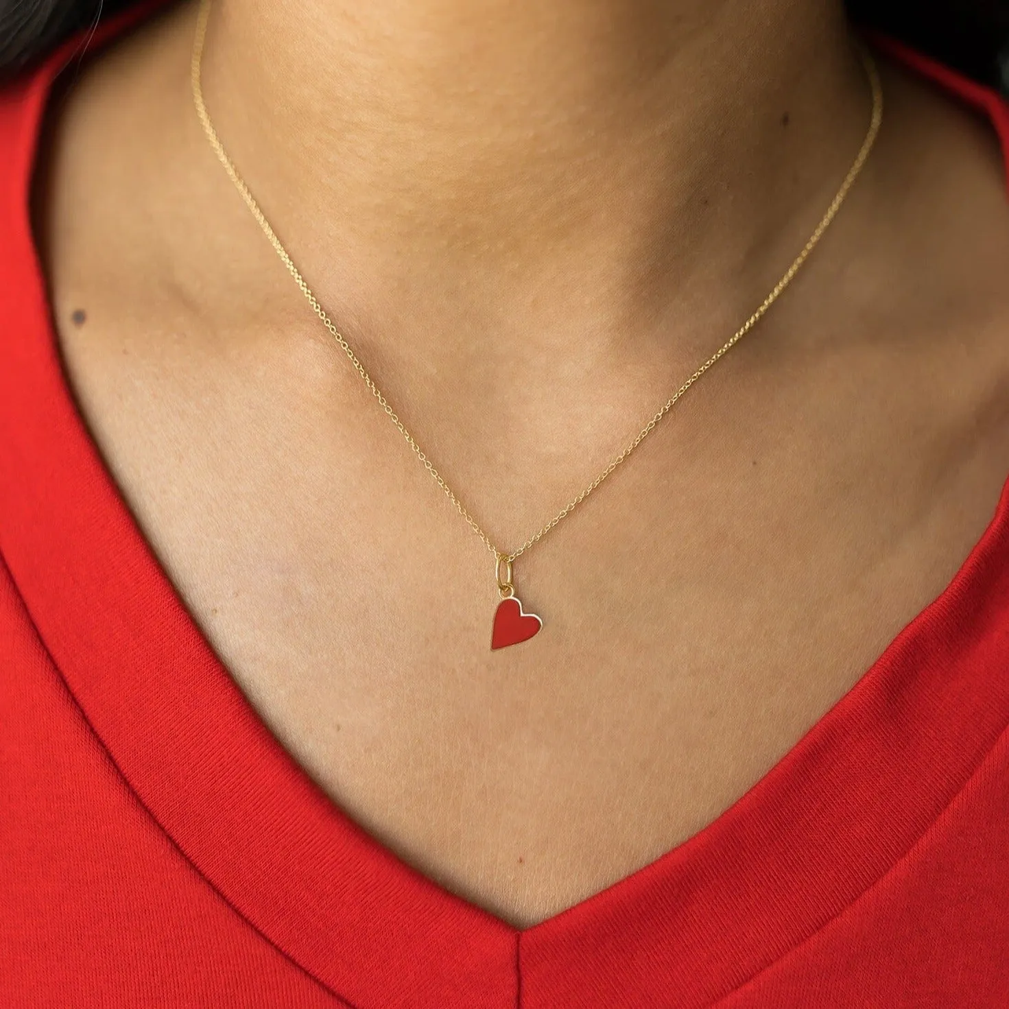 Solid Enamel Heart Charm