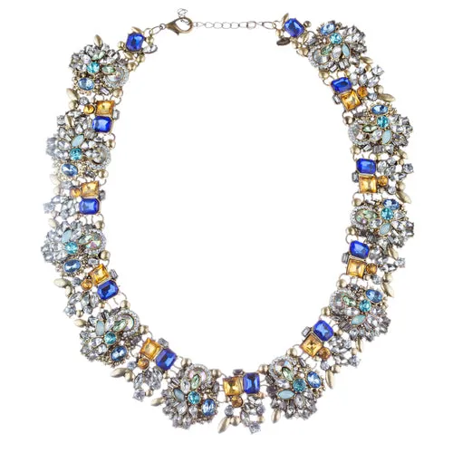Stunning Sparkle Crystal Rhinestone Fashion Statement Necklace N100 Blue
