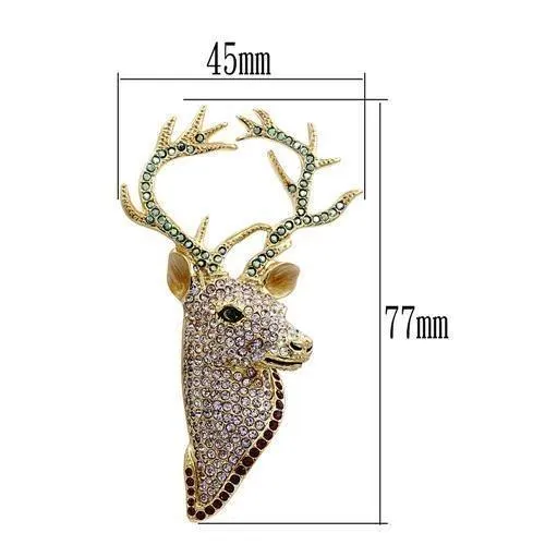 Women's Brooches - LO2410 - Gold White Metal Brooches with